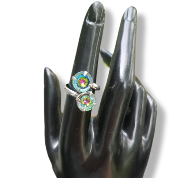 Sarah Coventry Jewelry - SARAH COVENTRY 1971 "OVER THE RAINBOW" WATERMELON  HELLIOTROPE GLASS STONE RING